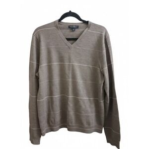 Banana Republic Sweater 100% Extra Fine Merino Wool Brown V-Neck Men's Medium